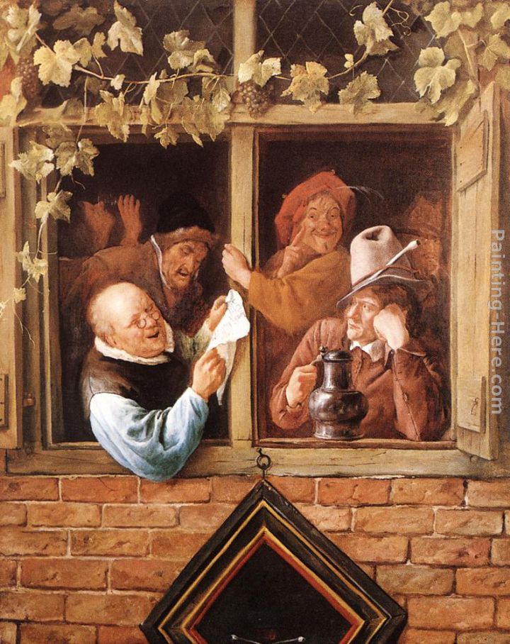 Rhetoricians at a Window painting - Jan Steen Rhetoricians at a Window art painting